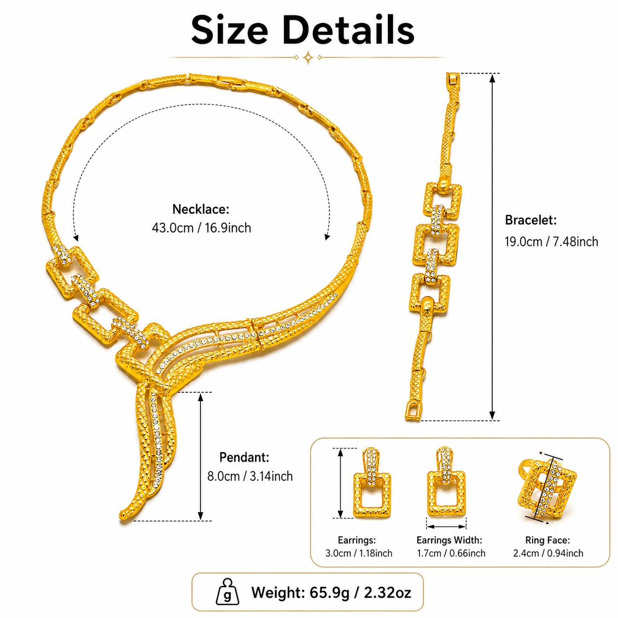 Gold-Tone Square Tassel Jewelry Set, 4 Pcs