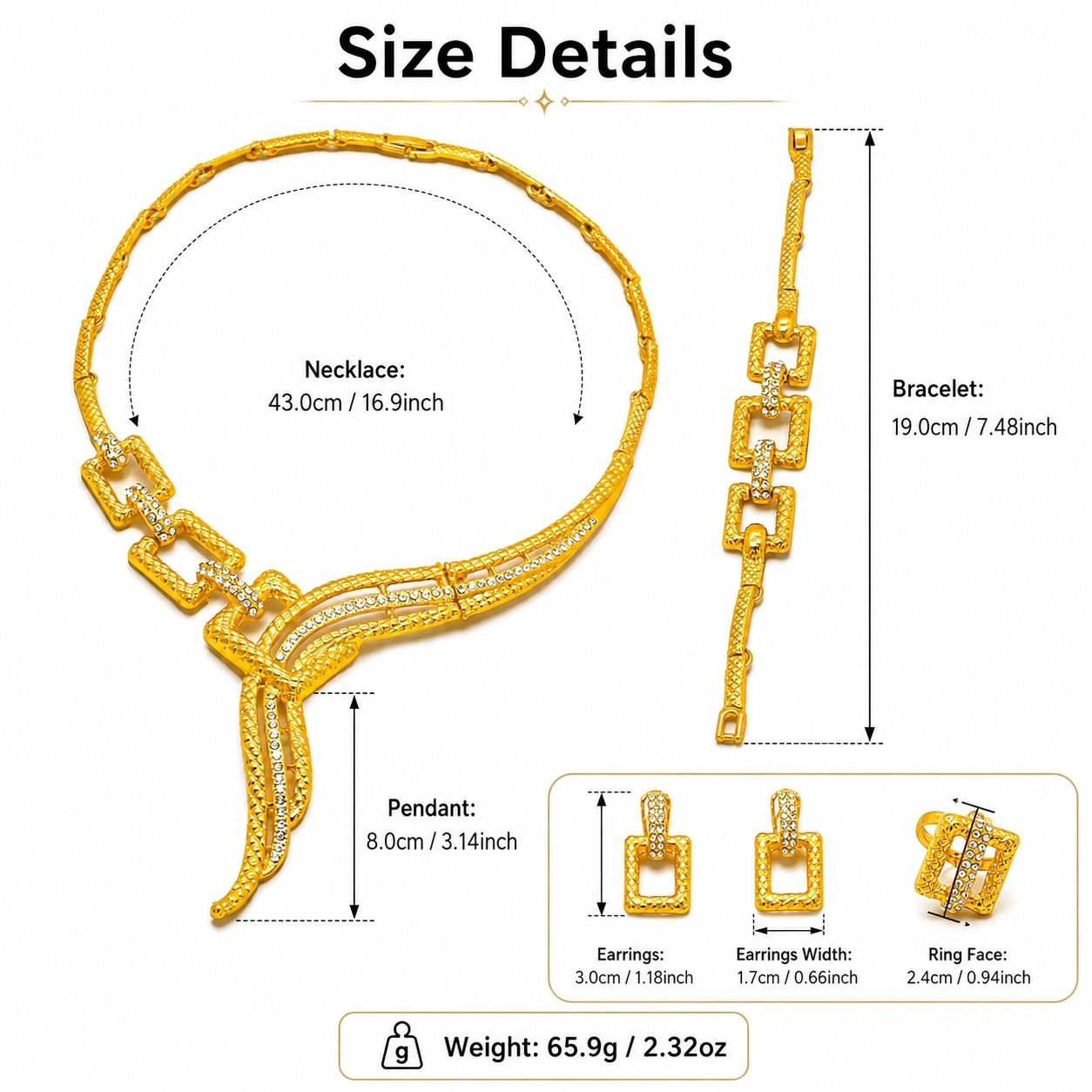 Gold-Tone Square Tassel Jewelry Set, 4 Pcs