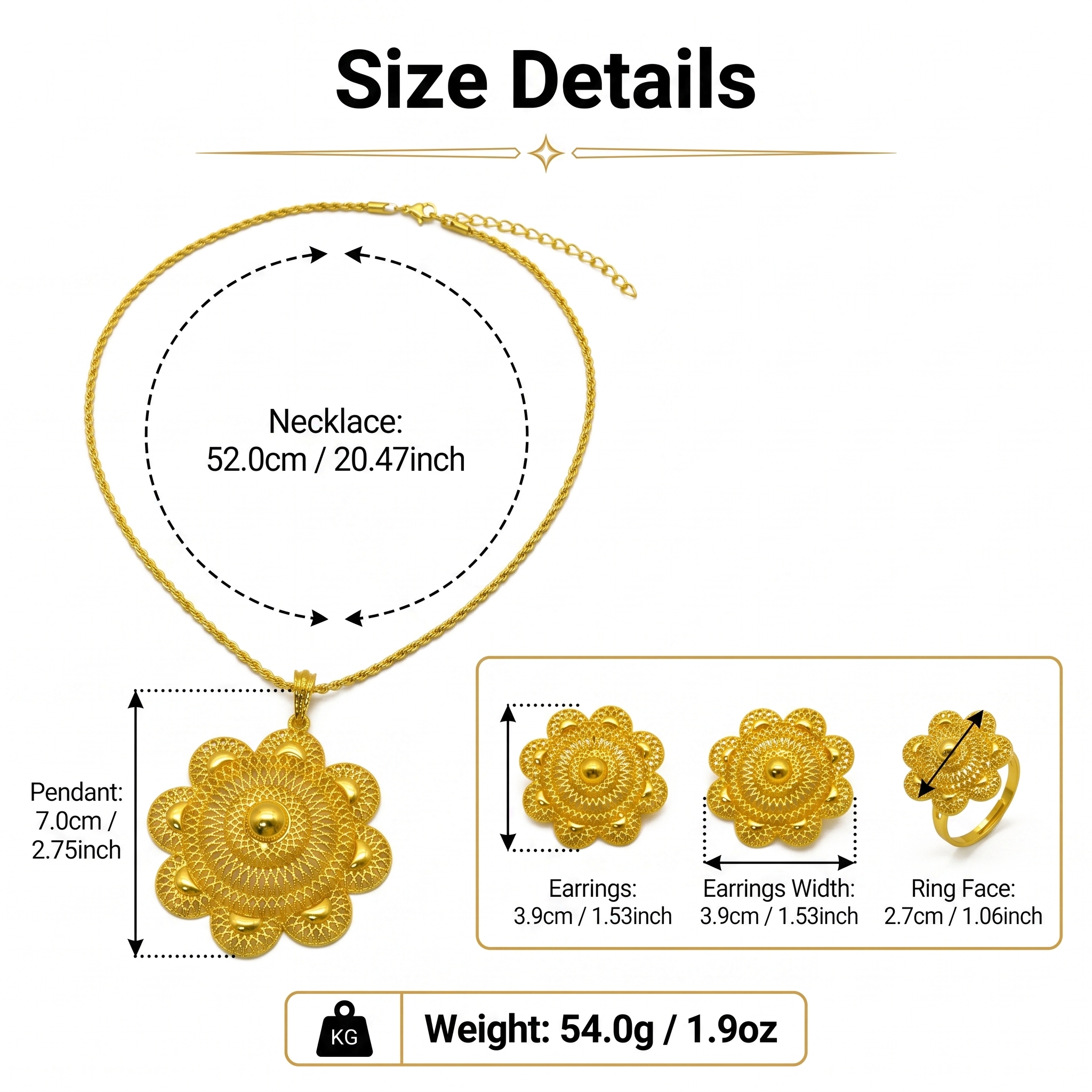 Gold-Tone Blooming Medallion Jewelry Set, 3 Pcs