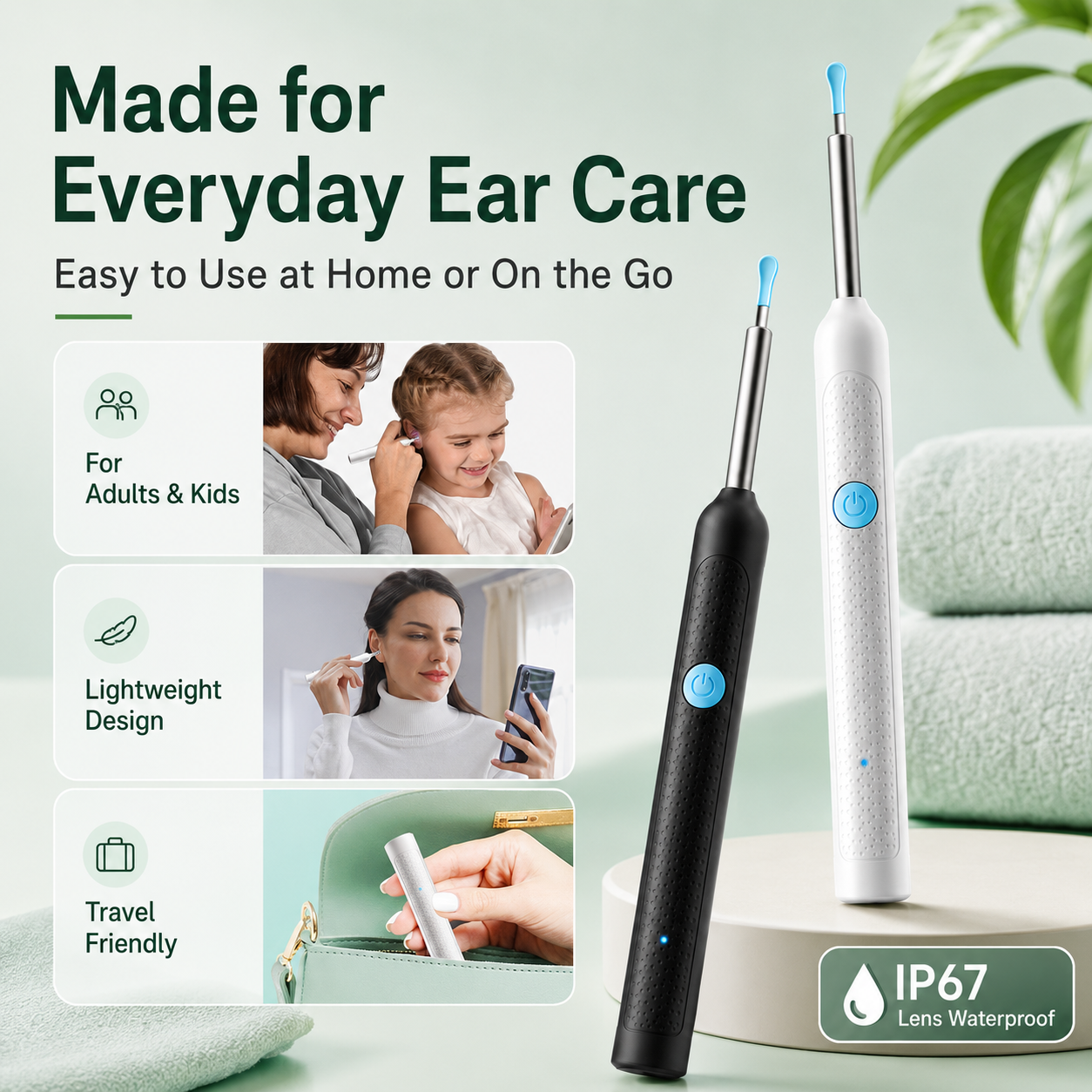 🔥Wireless Visual Ear Cleaner with Camera & Tweezers – 3-in-1 Smart Otoscope Earwax Removal Kit with Ear Pick【 9-Piece Set】