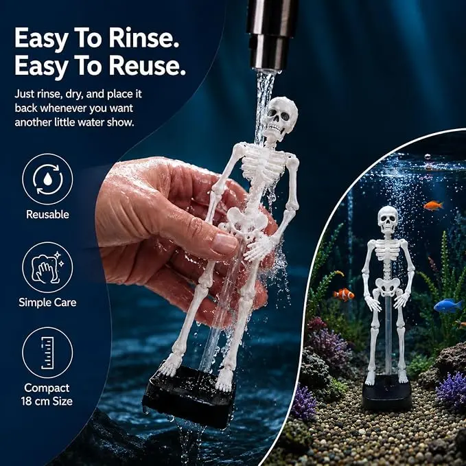 3D Printed Dancing Skeleton Aquarium Bubble Circulator
