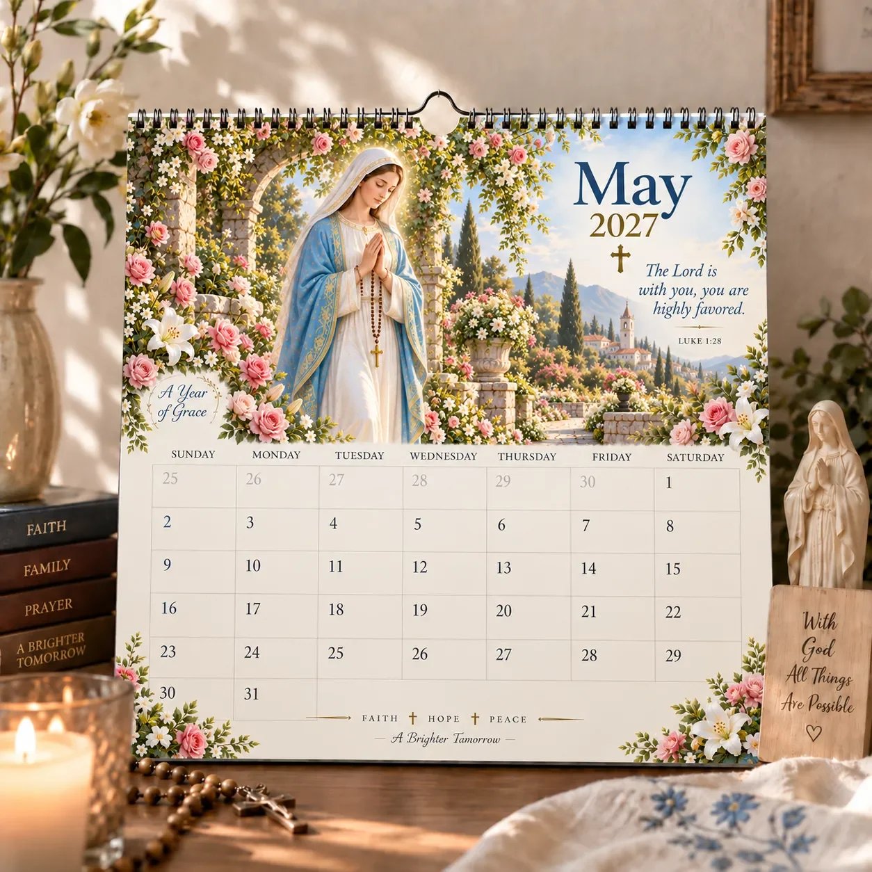 2027 Blessed Mother Wall Calendar – A Year of Grace, Hope & Prayer | Virgin Mary Christian