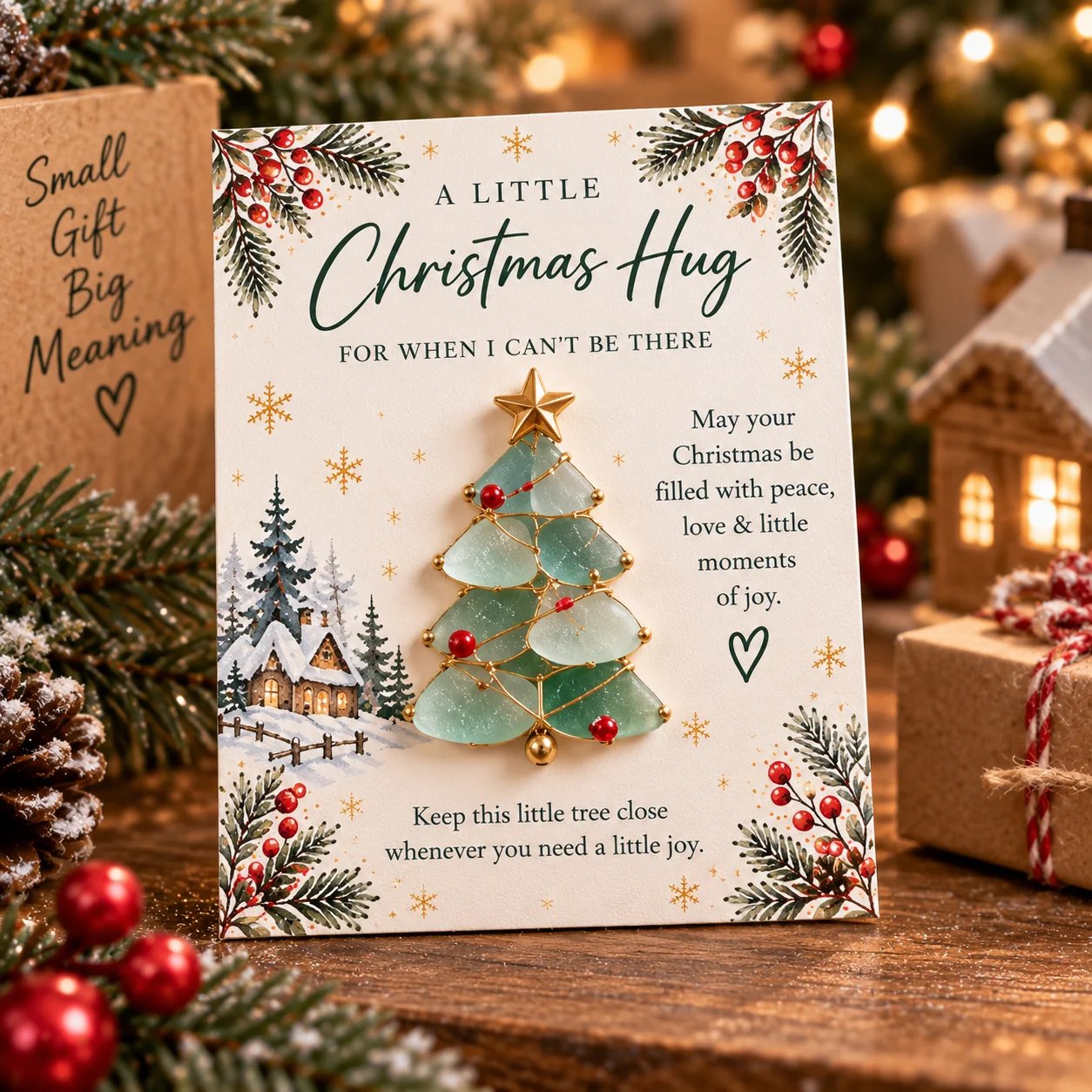 Christmas Tree 🎁Last Day 50% OFF🎄Send A Little Christmas Hug - Sea Glass Keepsake Card💝