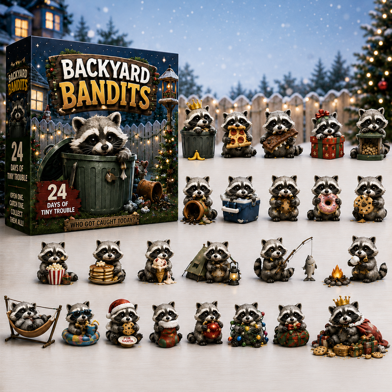 🦝Raccoon Set🎁 🦝 Backyard Bandits Advent Calendar – 24 Days of Tiny Trouble
