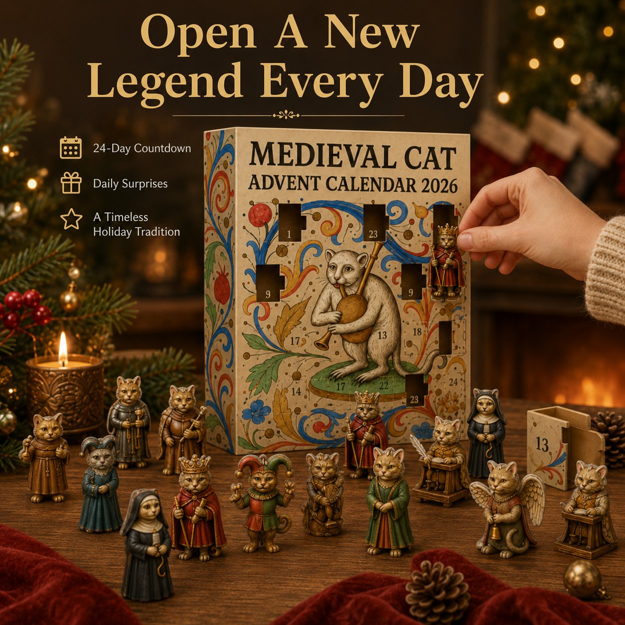 🔥Limited Edition, Only 100 Sets Left! - ✨Medieval Cat Advent Calendar 2026