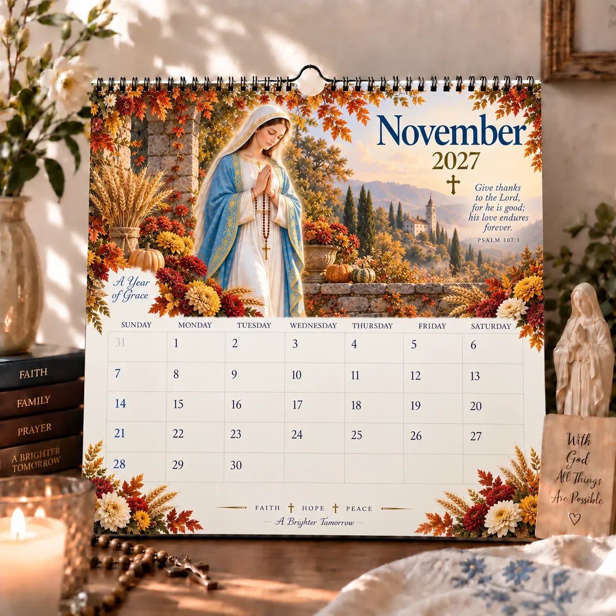 2027 Blessed Mother Wall Calendar – A Year of Grace, Hope & Prayer | Virgin Mary Christian