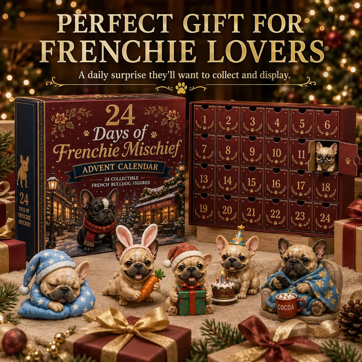 ⏳ Last Day 49% OFF – 🐶 24-Day French Bulldog Christmas Advent Calendar | 24 Unique Collect