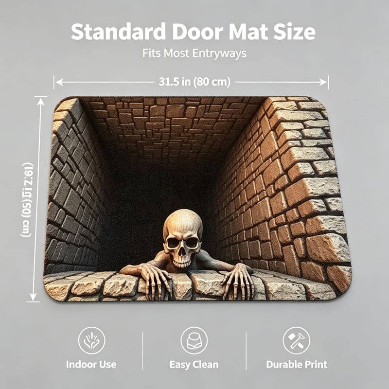 3D Skull Illusion Doormat