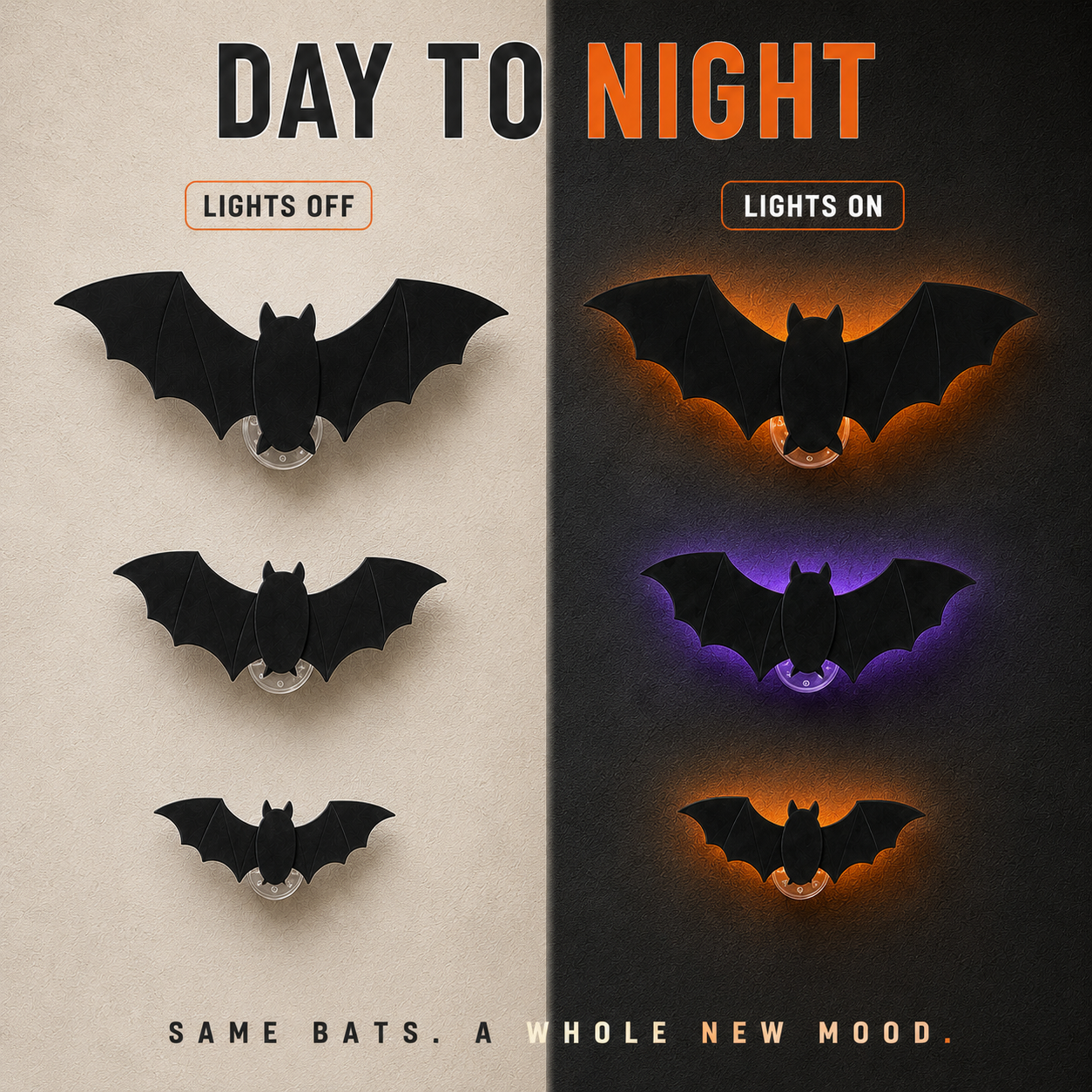🦇💡3D LED Bat Light Halloween Wall Decor – Glowing Spooky Party Ornaments (24-Piece Set)
