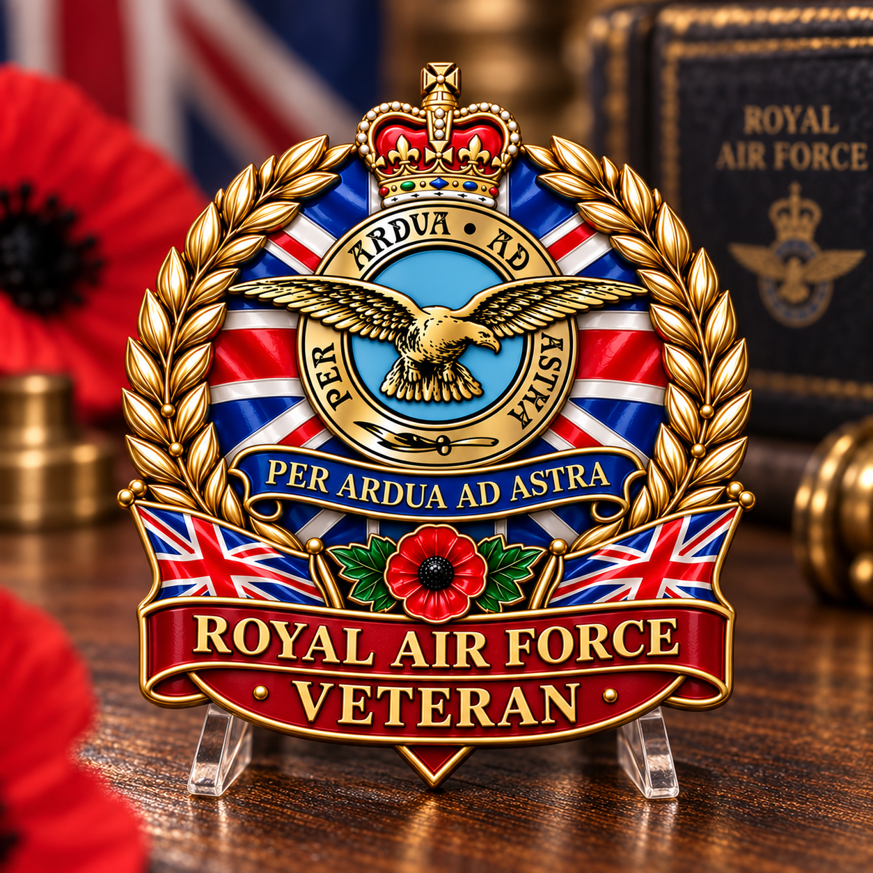 Buy 3 Get 2 Free (5PCS) 🔥🔥Free Shipping ✈️🇬🇧 Royal Air Force Veteran “Per Ardua Ad Astra” Remembrance Collectable Metal Badge