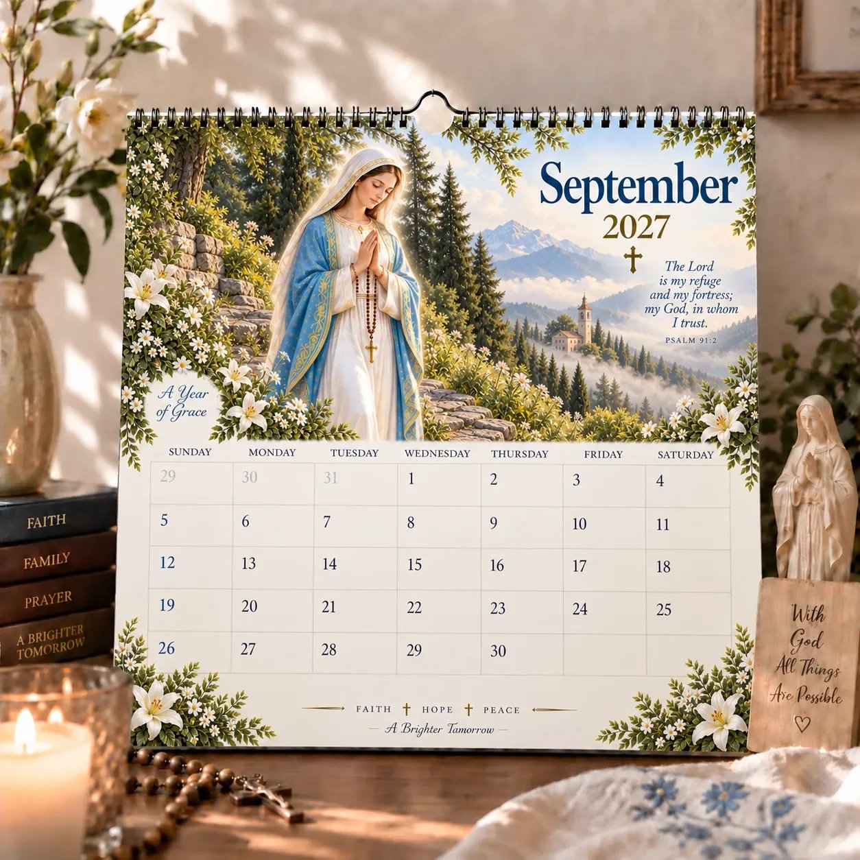 2027 Blessed Mother Wall Calendar – A Year of Grace, Hope & Prayer | Virgin Mary Christian