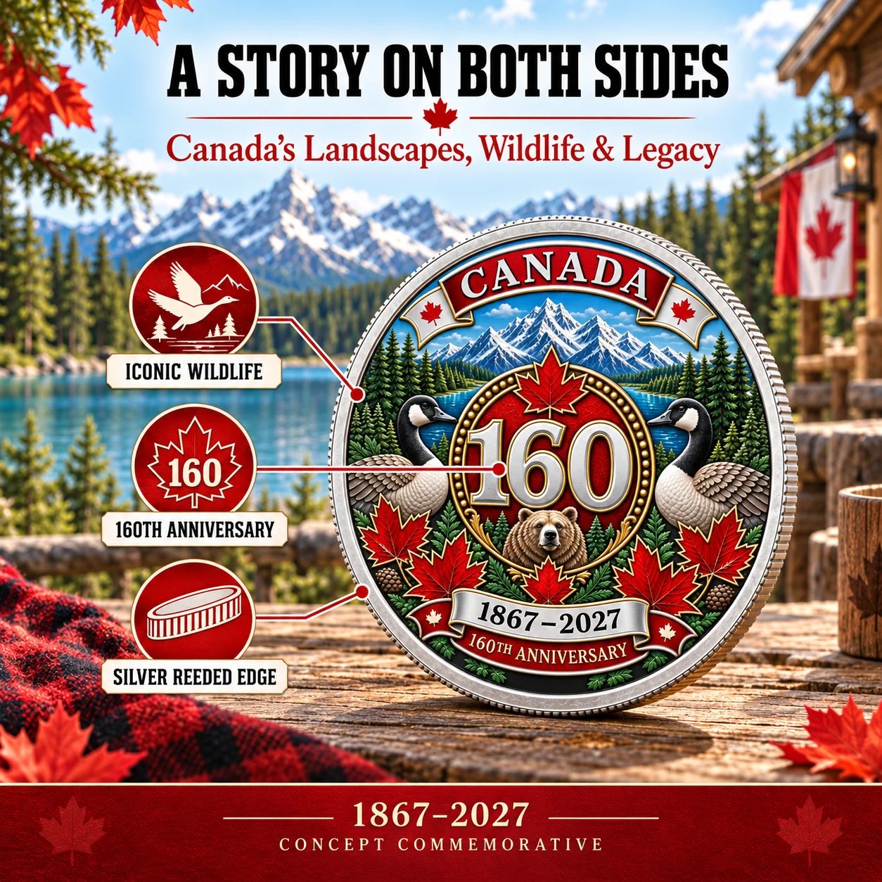 🍁 Canada 160th Anniversary Silver Commemorative Collector Coin — A Timeless Tribute To Can