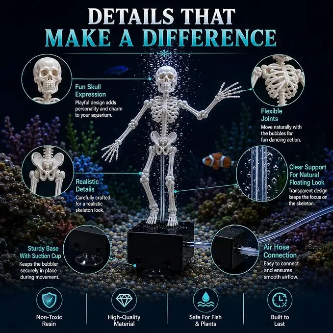 3D Printed Dancing Skeleton Aquarium Bubble Circulator
