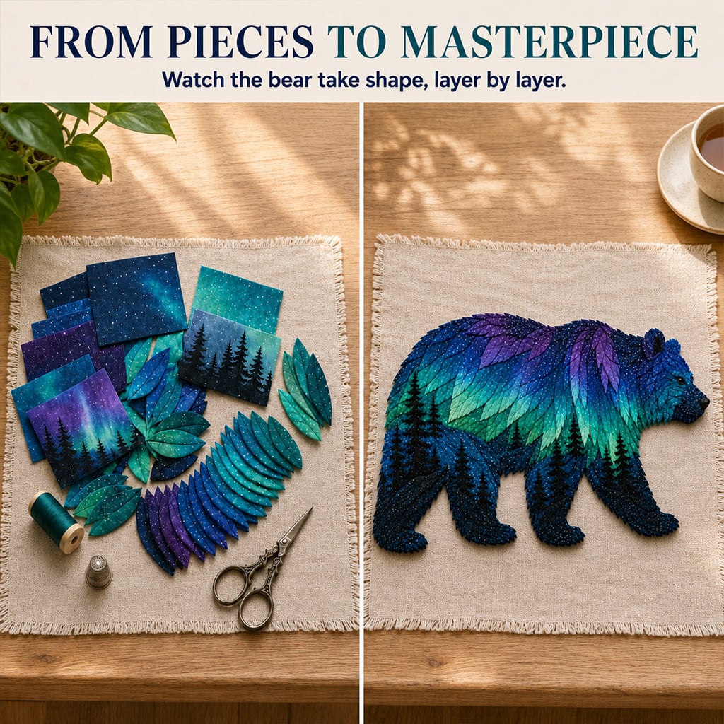 🔥LAST DAY 50% OFF -🎁Northern Lights Wildlife DIY Patchwork Kit🌌