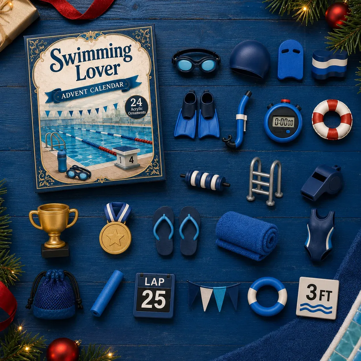 ⏳ Last Day 49% OFF – 🏊 24 Days of Swim-Life Advent Calendar | 24 Swimming-Inspired Acrylic