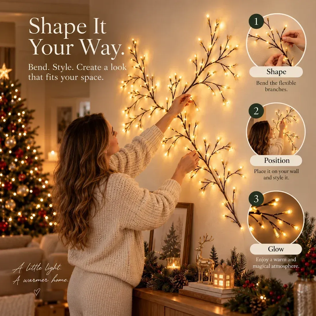 🎄 1.6M — 48 LEDs | 8 Modes | USB + Remote 🎄 50% OFF Christmas Glow Vine Lights ✨ Flexible Wall Decor To Create Your Own Holiday Magi
