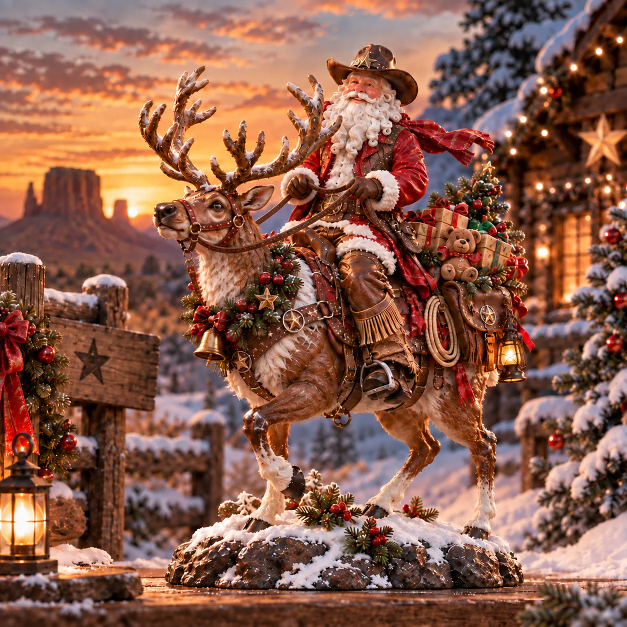 🦌 Reindeer 🔥Last Day 50% OFF🎄🤠 The Old West Cowboy Santa – A Homeward Christmas Keepsake