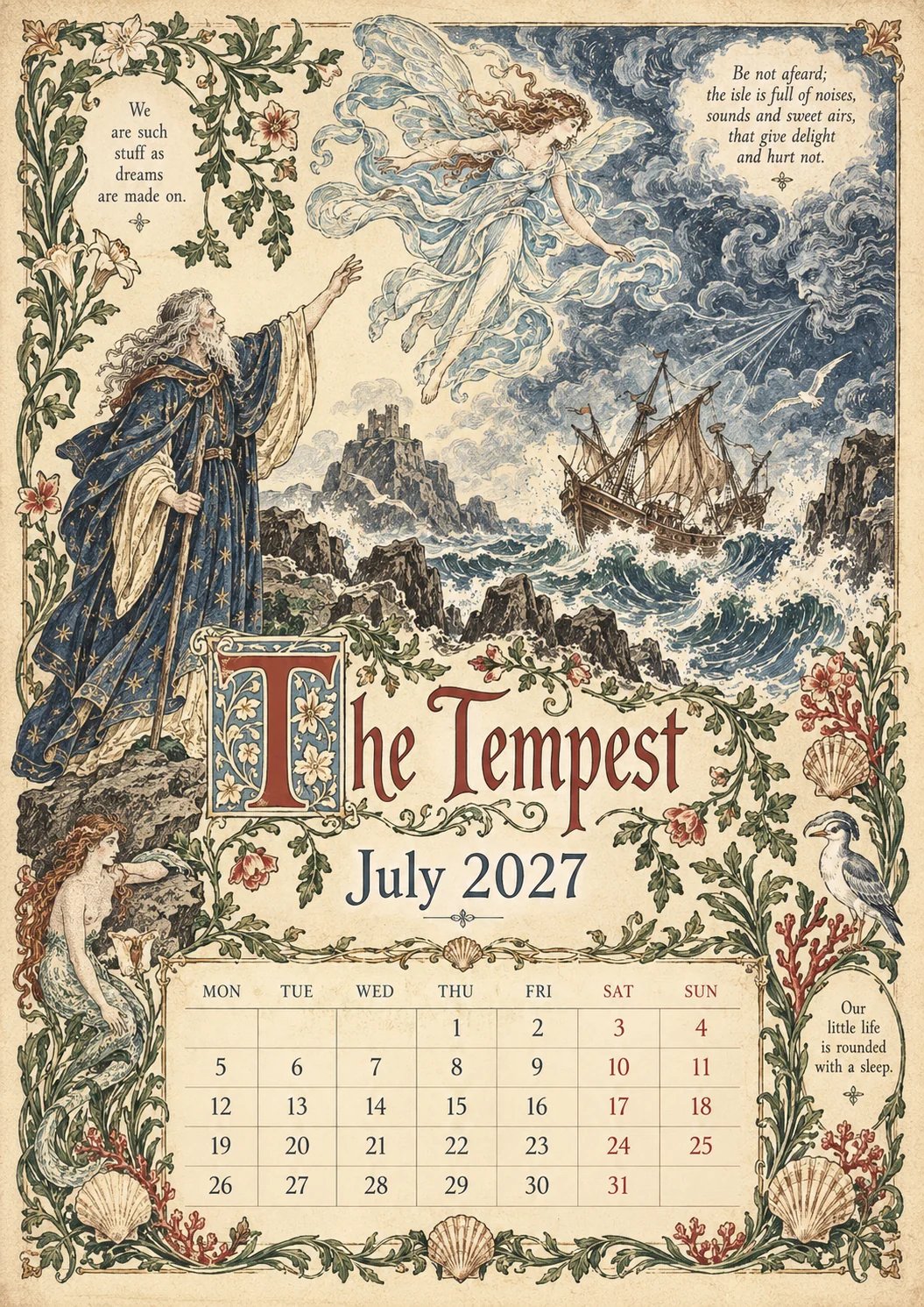 A Vintage Literary Year 2027 – 12 Plays Through the Seasons | Vintage Illustrated Wall Cal