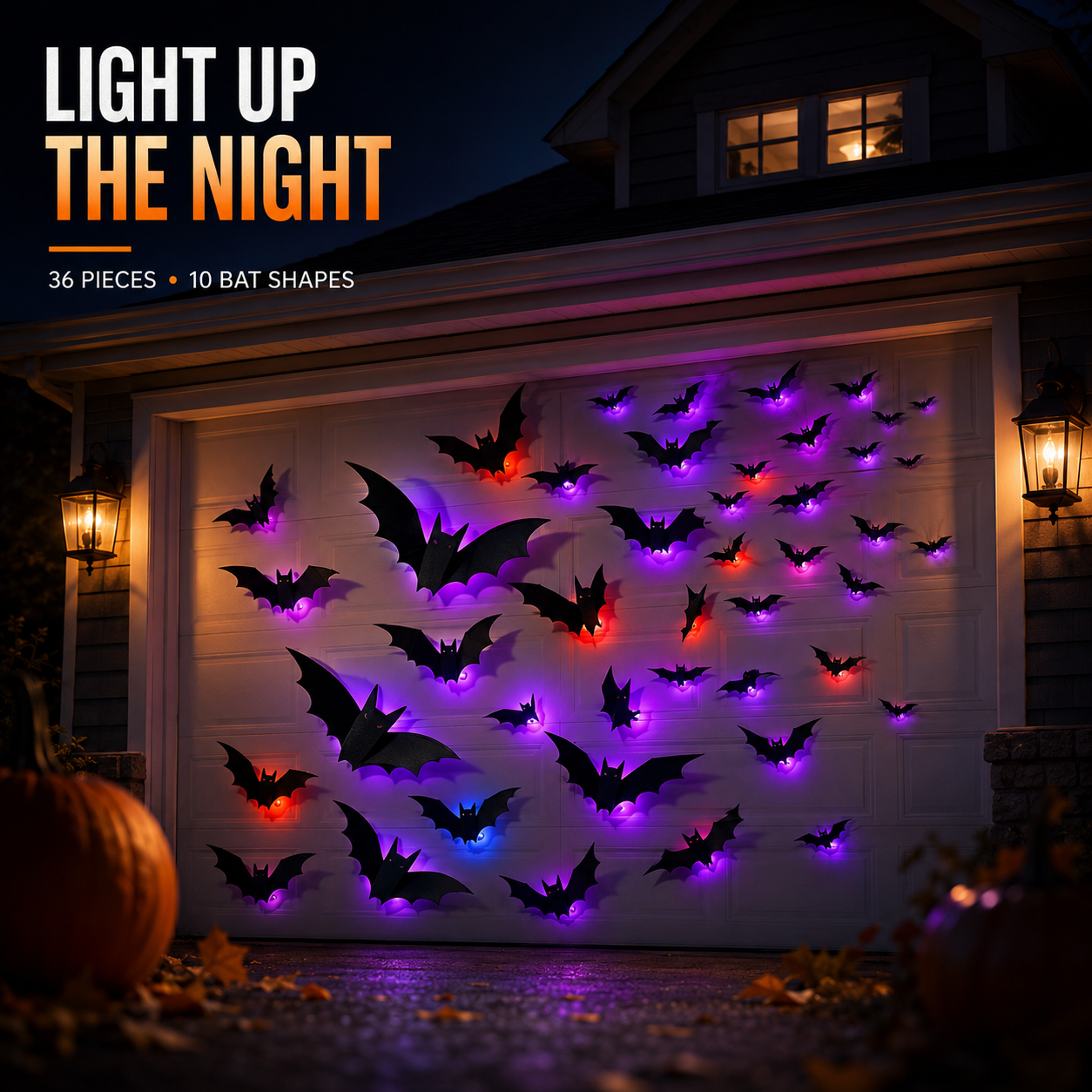 🦇💡3D LED Bat Light Halloween Wall Decor – Glowing Spooky Party Ornaments (24-Piece Set)