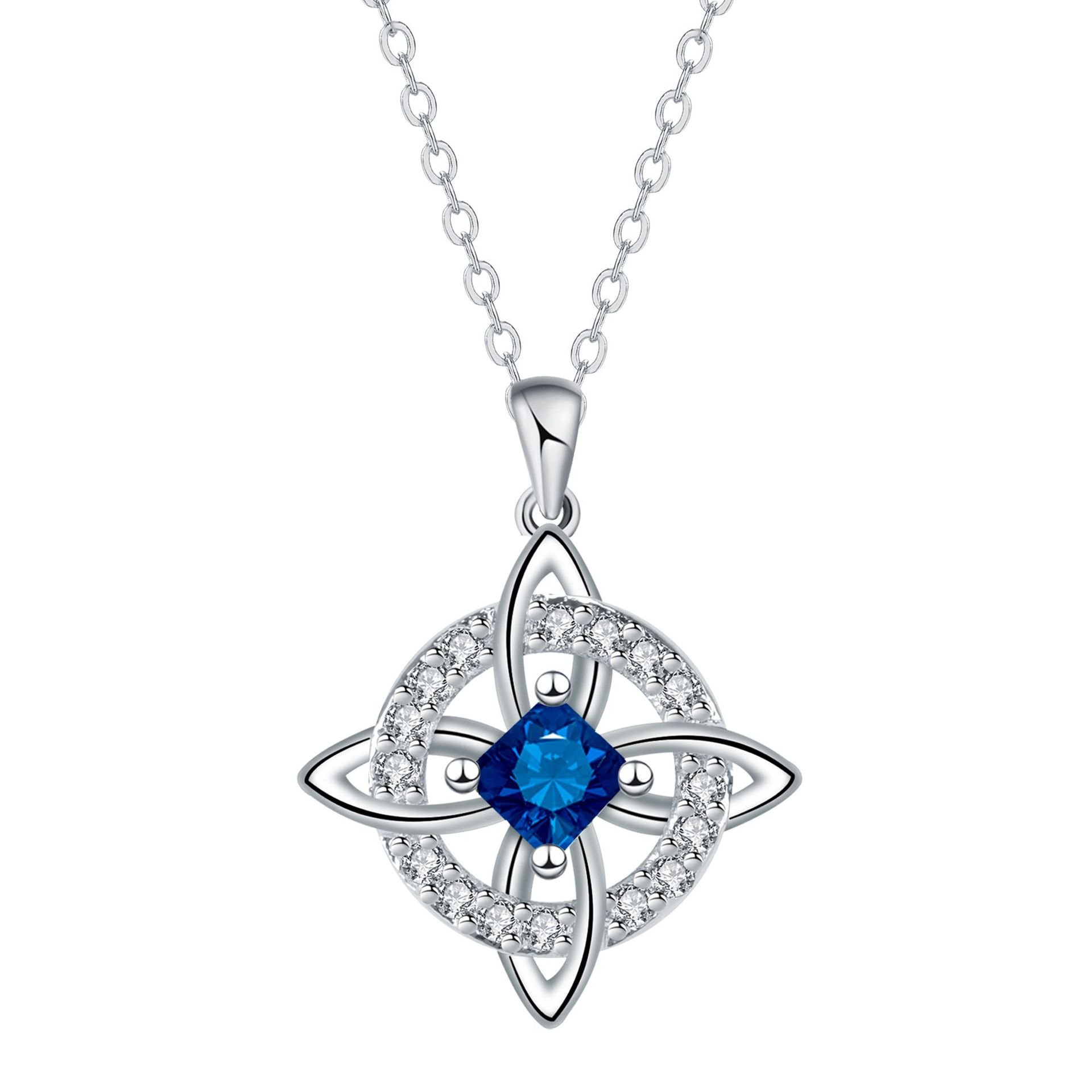 9. September / Sapphire Artificial Crystal 🔮Mystical Birthstone Witches Knot Necklace💞
