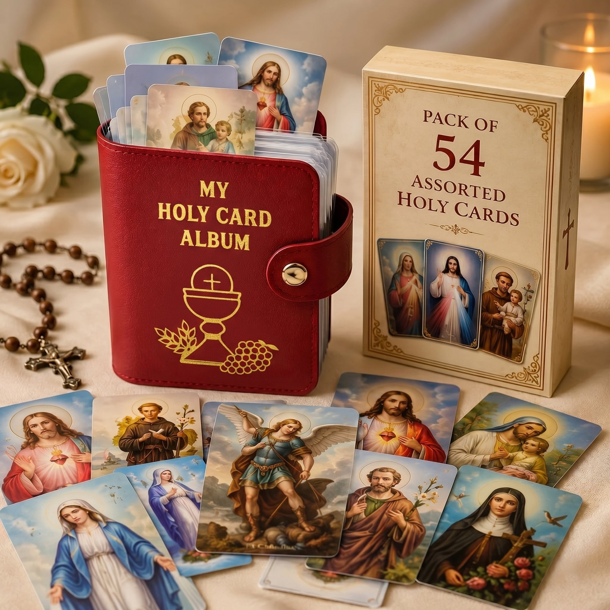 ❤Red 📖 Holder Only ✝️ NEW First Communion Eucharist Gift Holy Prayer Card Holder Book