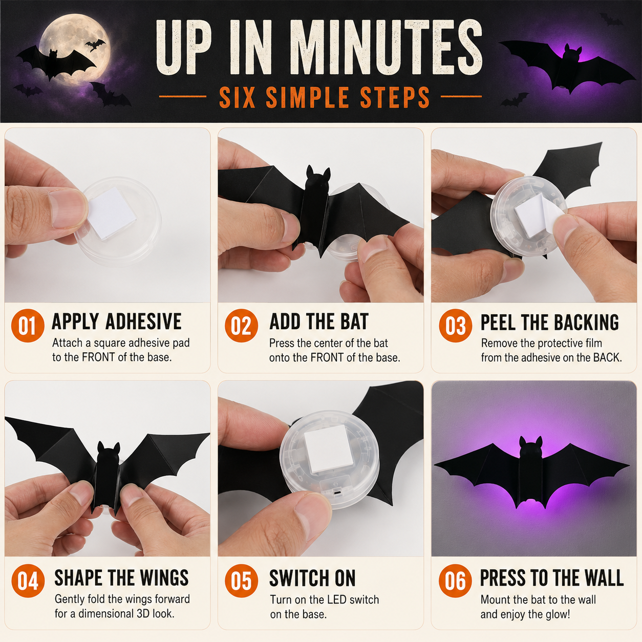 🦇💡3D LED Bat Light Halloween Wall Decor – Glowing Spooky Party Ornaments (24-Piece Set)