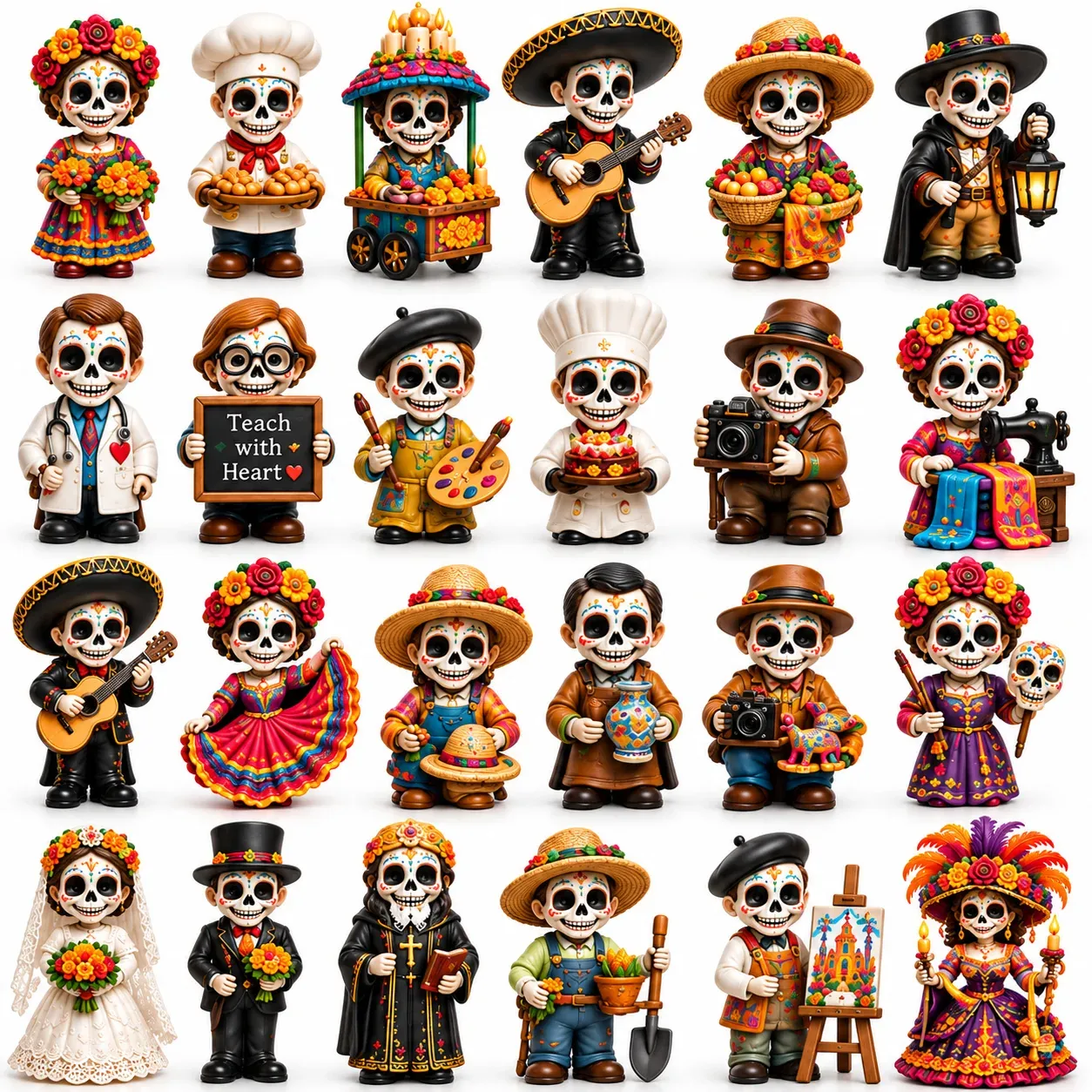 🧡💀 24 Days of Día de Muertos Professions Advent Calendar 2026 – 24 Unique Calavera Collect