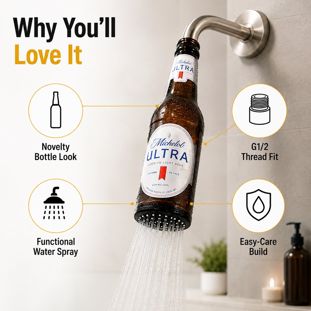 🍺 Funny Beer Bottle‑Shaped Shower Head
