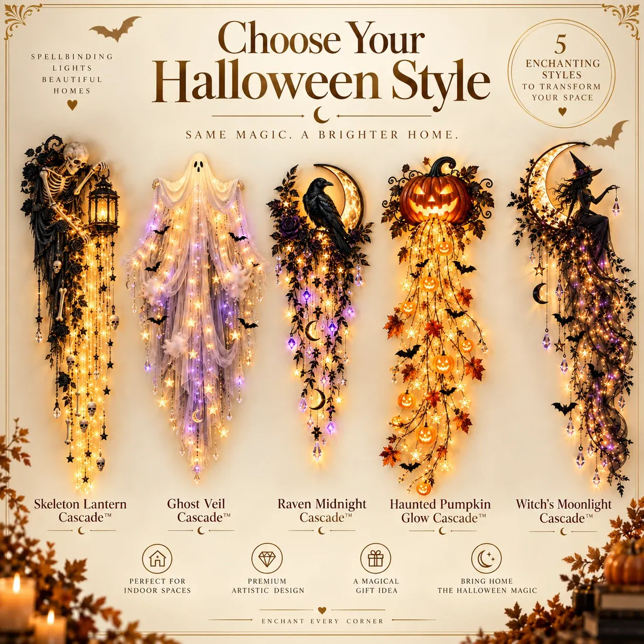 🔥 Last Day 57% OFF - ✨ Elegant Halloween Cascade Wall Light Collection