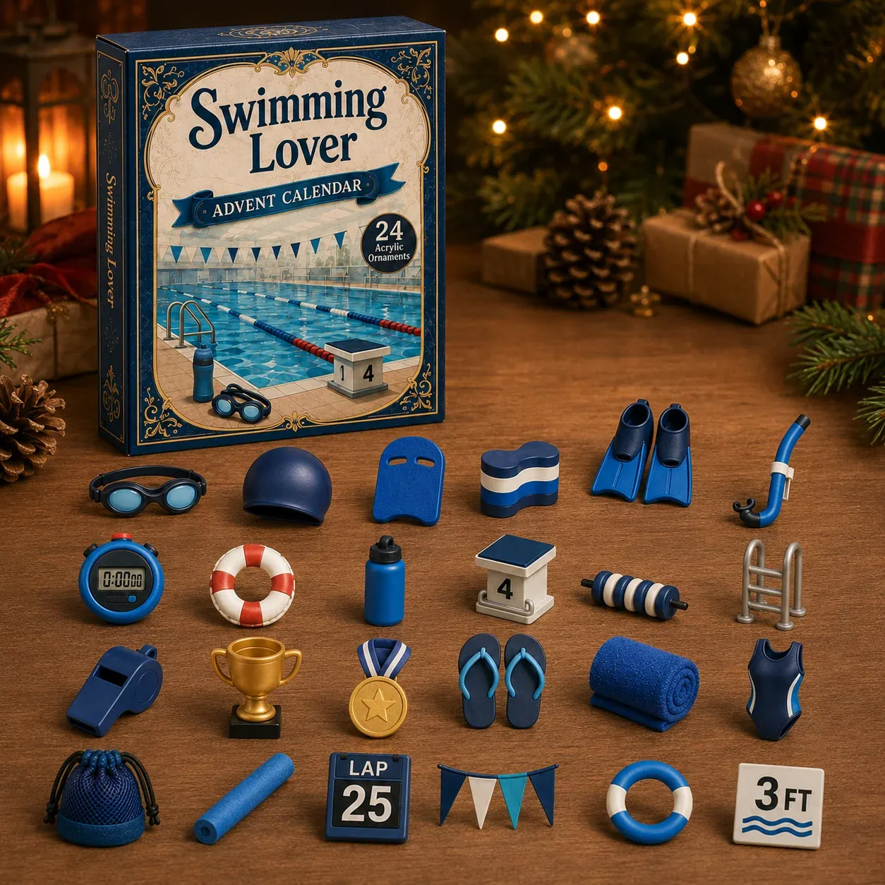 ⏳ Last Day 49% OFF – 🏊 24 Days of Swim-Life Advent Calendar | 24 Swimming-Inspired Acrylic