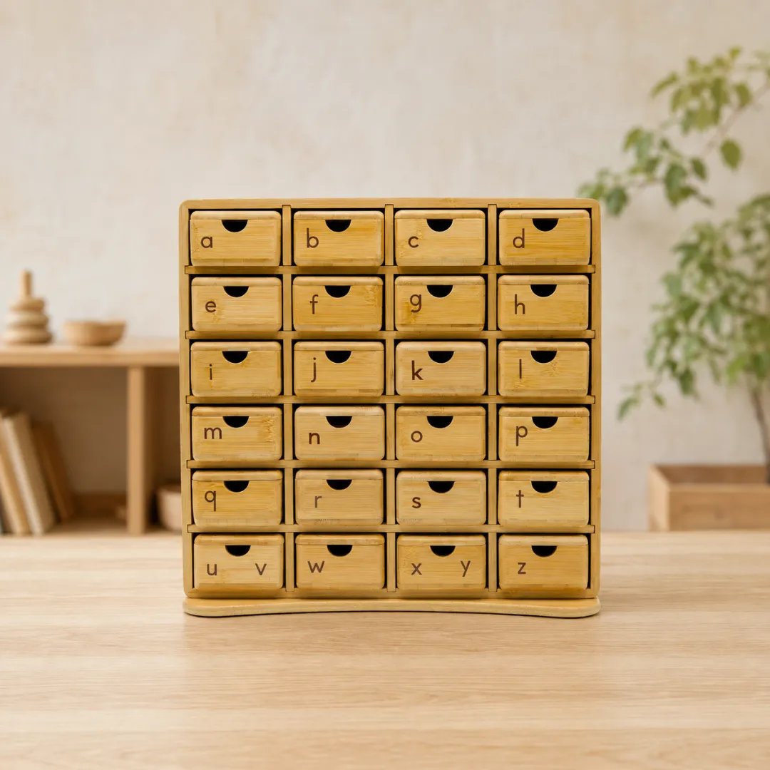 Print Phonics Cabinet Only Montessori Phonics Cabinet with 120 Miniature Objects