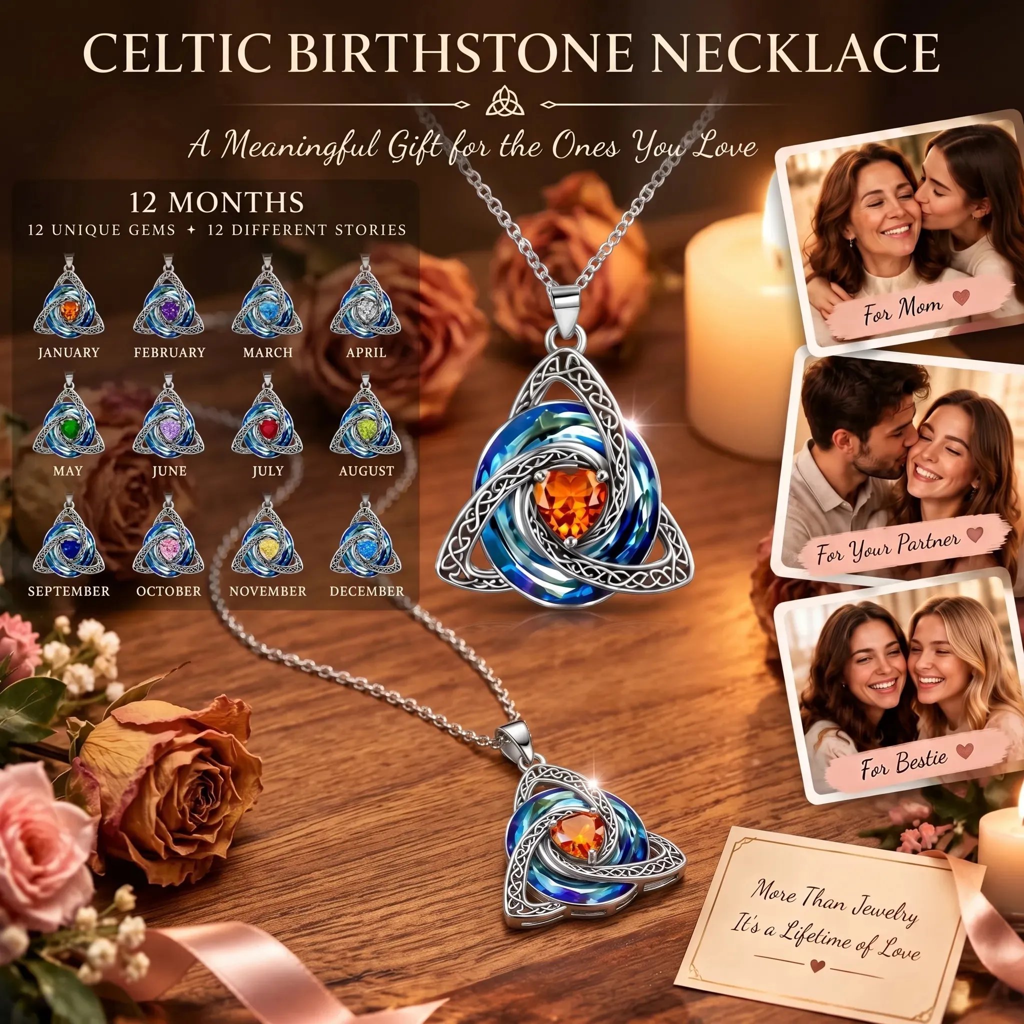 🎄LAST DAY 49% OFF -💥Birthstone Celtic Knot Necklace for Women