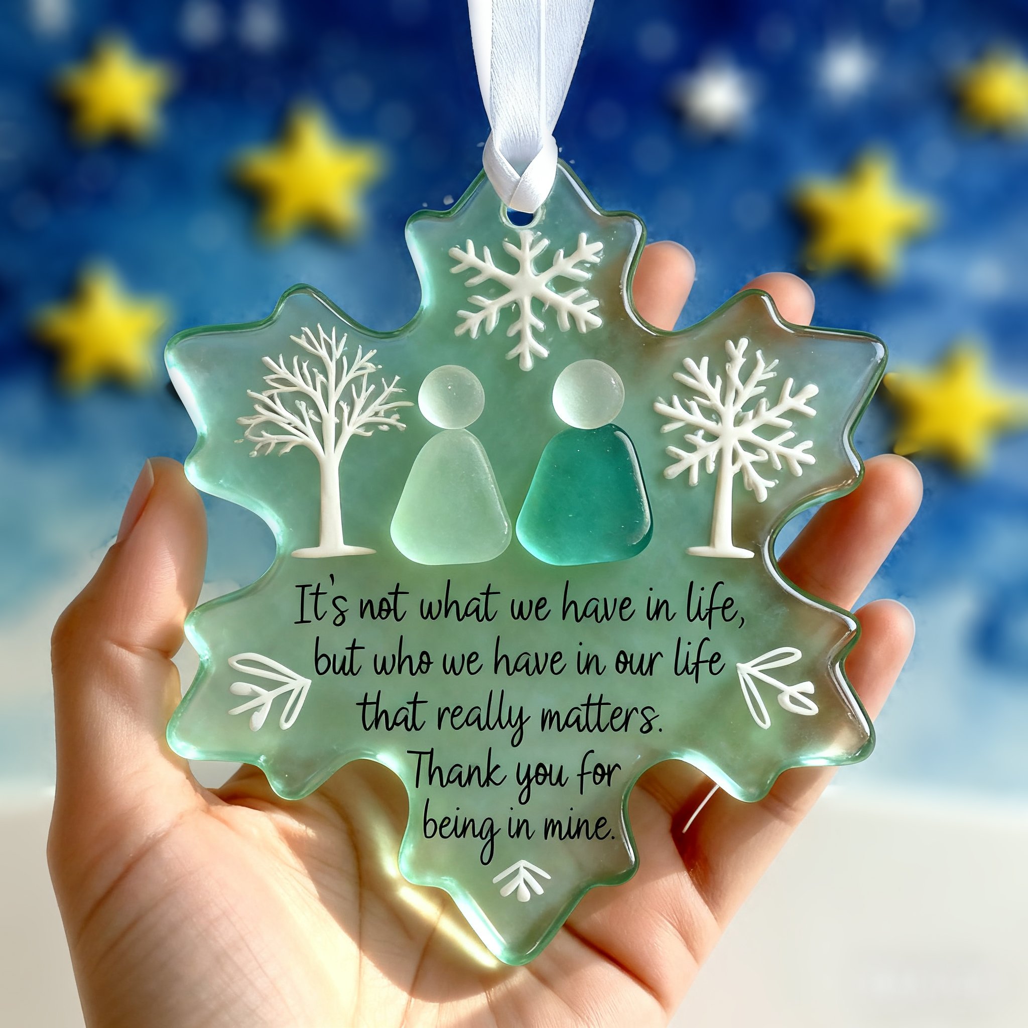 ❄Snowflake 🌊Handmade Sea Glass Keepsake Ornament 🍁❄ A Meaningful Gift for Friendship, Family & Love