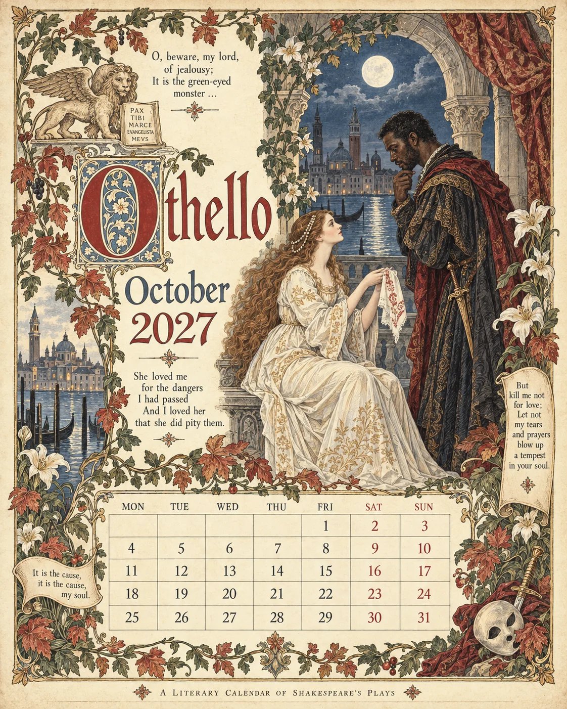 A Vintage Literary Year 2027 – 12 Plays Through the Seasons | Vintage Illustrated Wall Cal