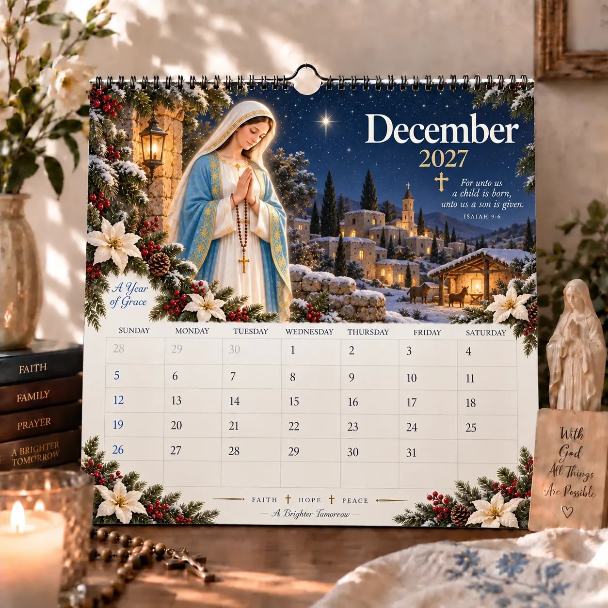 2027 Blessed Mother Wall Calendar – A Year of Grace, Hope & Prayer | Virgin Mary Christian