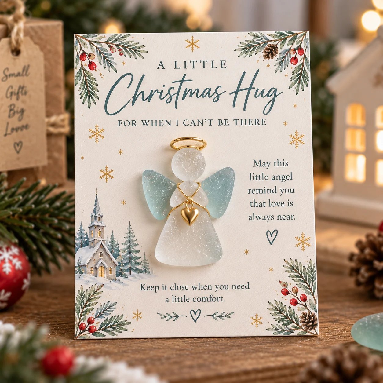 Angel 🎁Last Day 50% OFF🎄Send A Little Christmas Hug - Sea Glass Keepsake Card💝