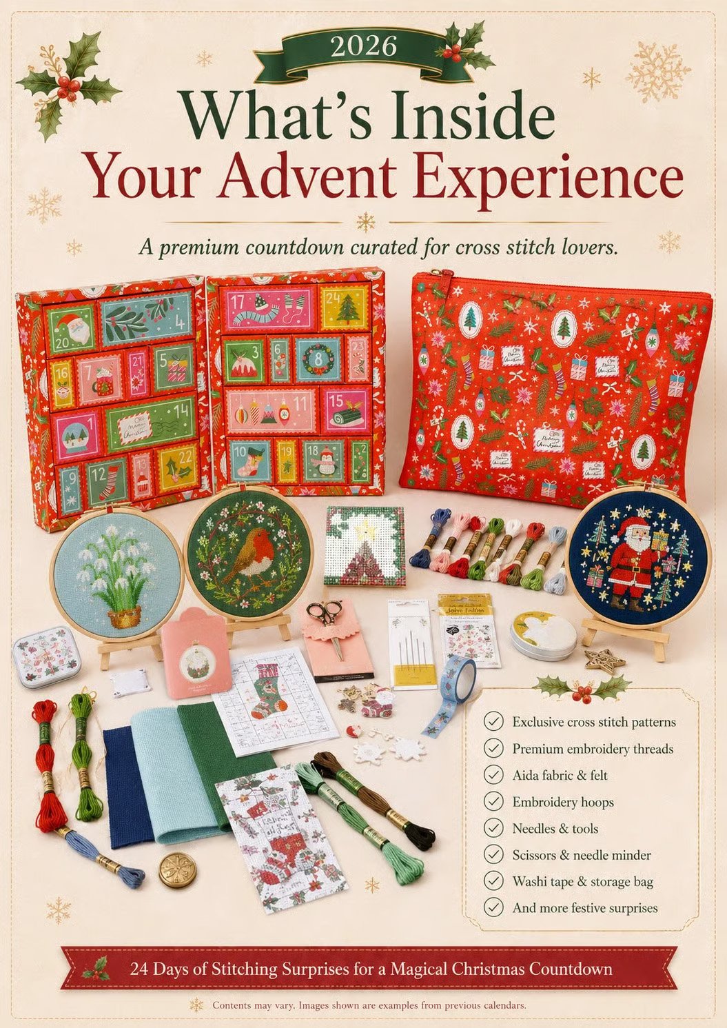 🎄🧵 2026 Cross Stitch Advent Calendar Box | 24 Days of Stitching Surprises for a Magical December 🎁 ✨