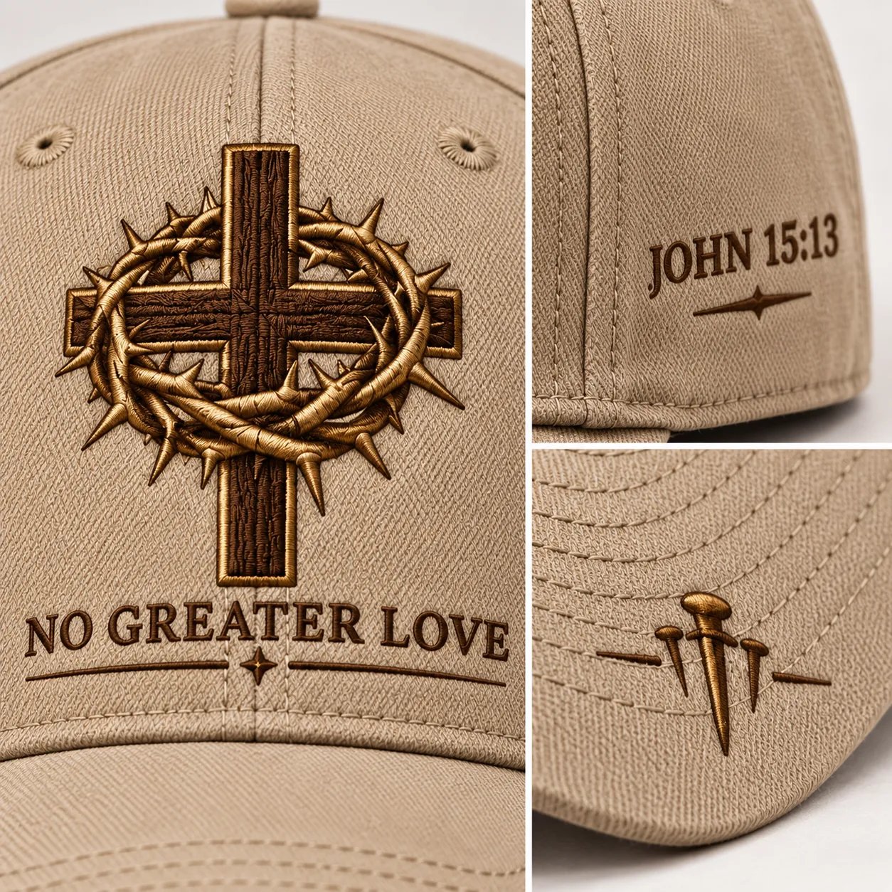 Christian cap with crown of thorns and cross design