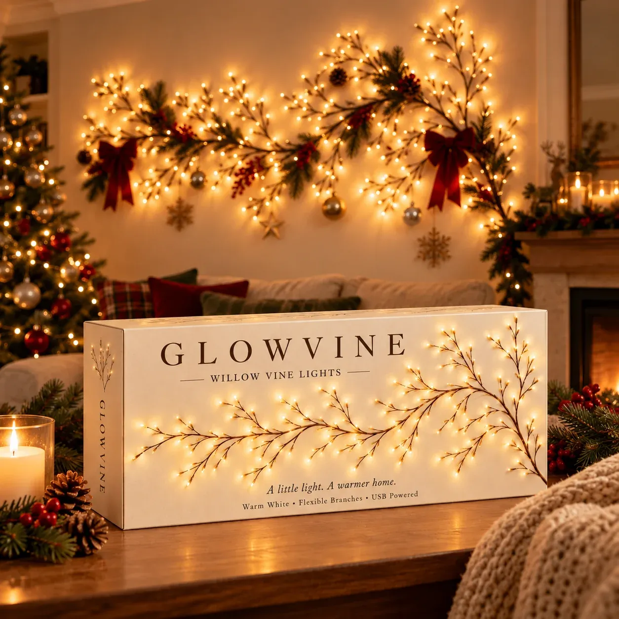 🎄 50% OFF Christmas Glow Vine Lights ✨ Flexible Wall Decor To Create Your Own Holiday Magi