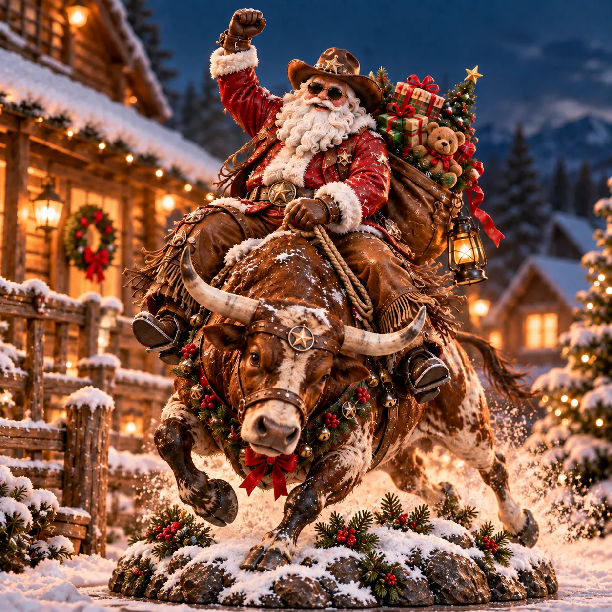 🐂 Longhorn 🔥Last Day 50% OFF🎄🤠 The Old West Cowboy Santa – A Homeward Christmas Keepsake