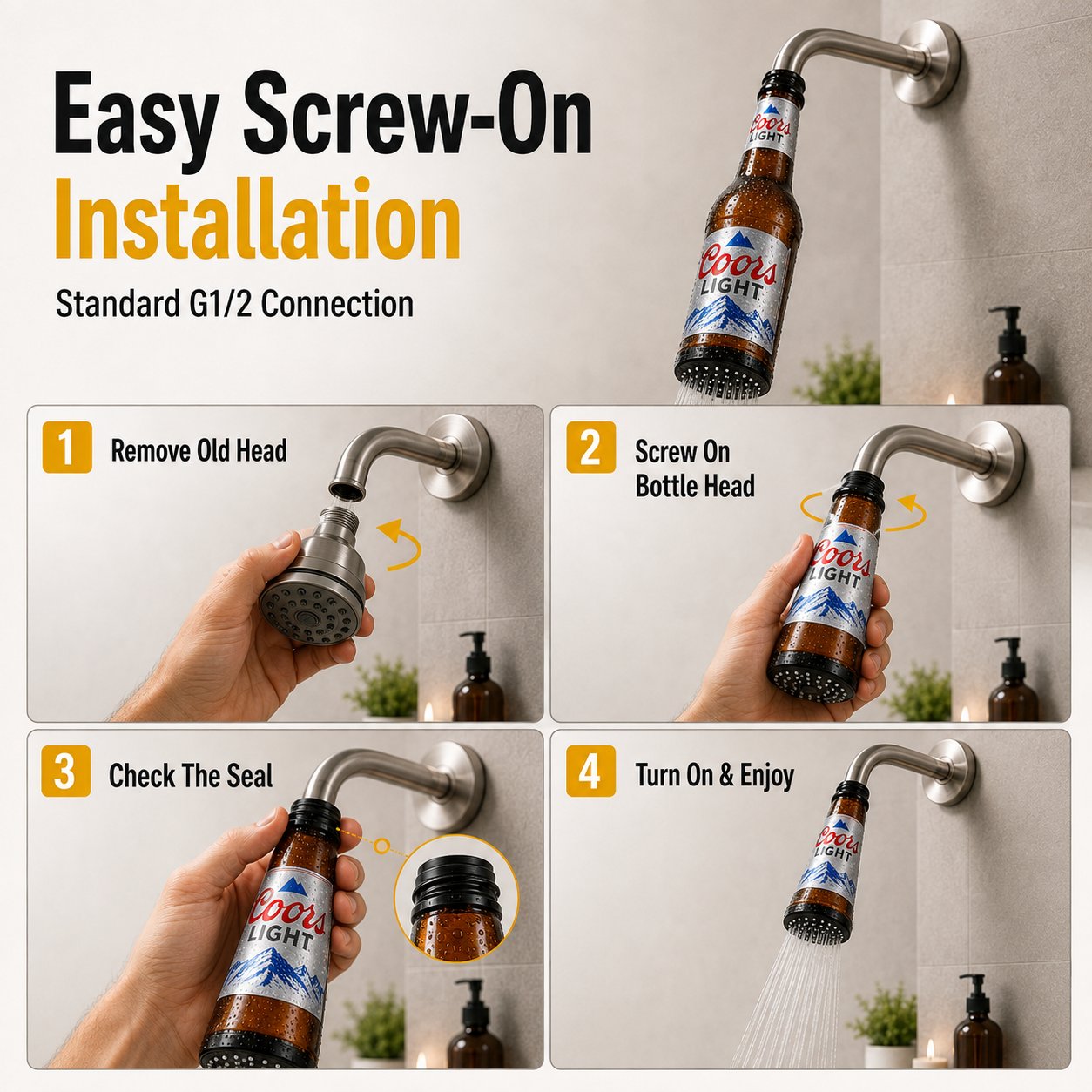 🍺 Funny Beer Bottle‑Shaped Shower Head