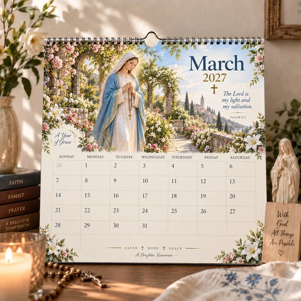 2027 Blessed Mother Wall Calendar – A Year of Grace, Hope & Prayer | Virgin Mary Christian