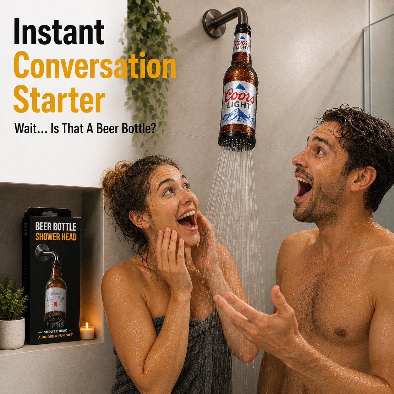 🍺 Funny Beer Bottle‑Shaped Shower Head