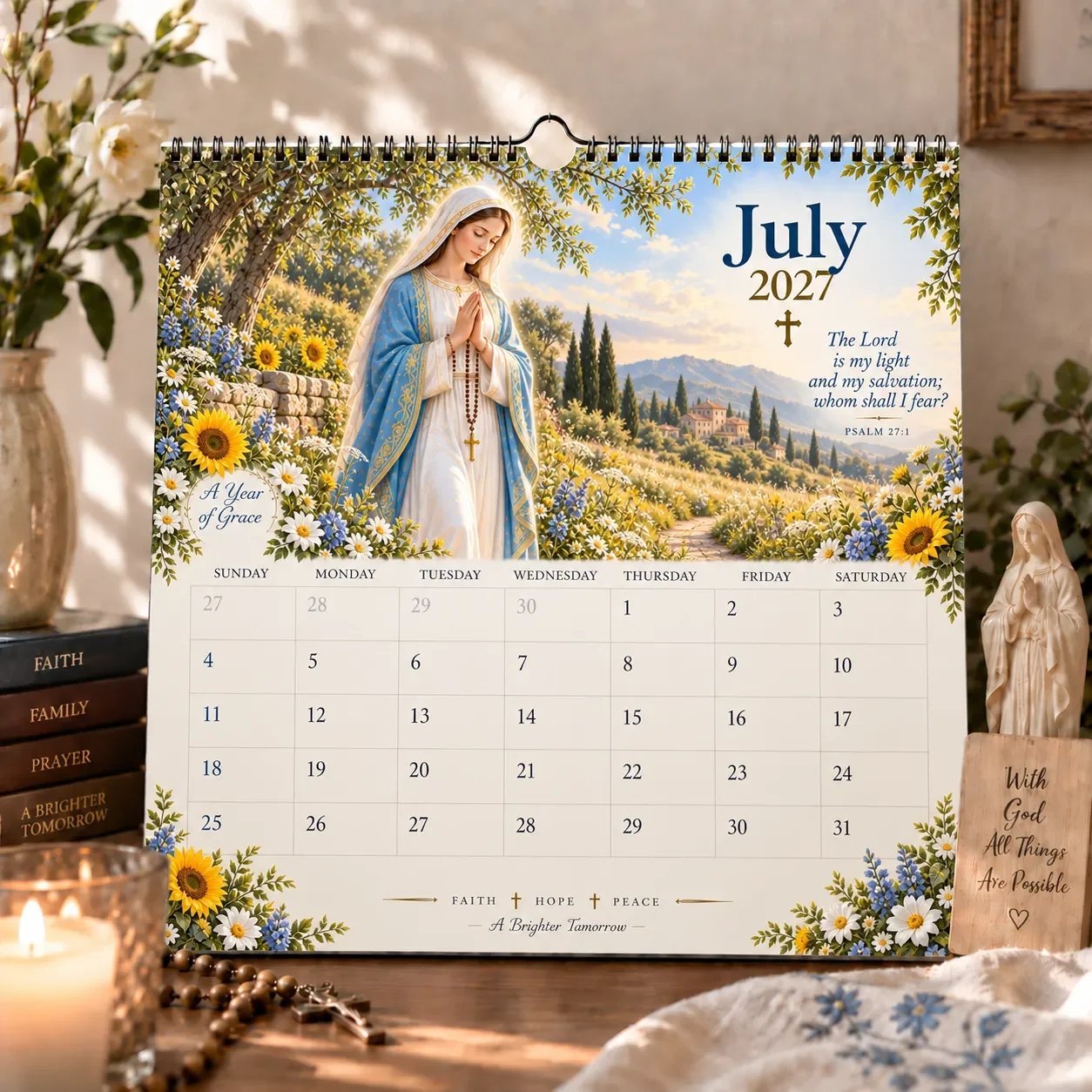 2027 Blessed Mother Wall Calendar – A Year of Grace, Hope & Prayer | Virgin Mary Christian