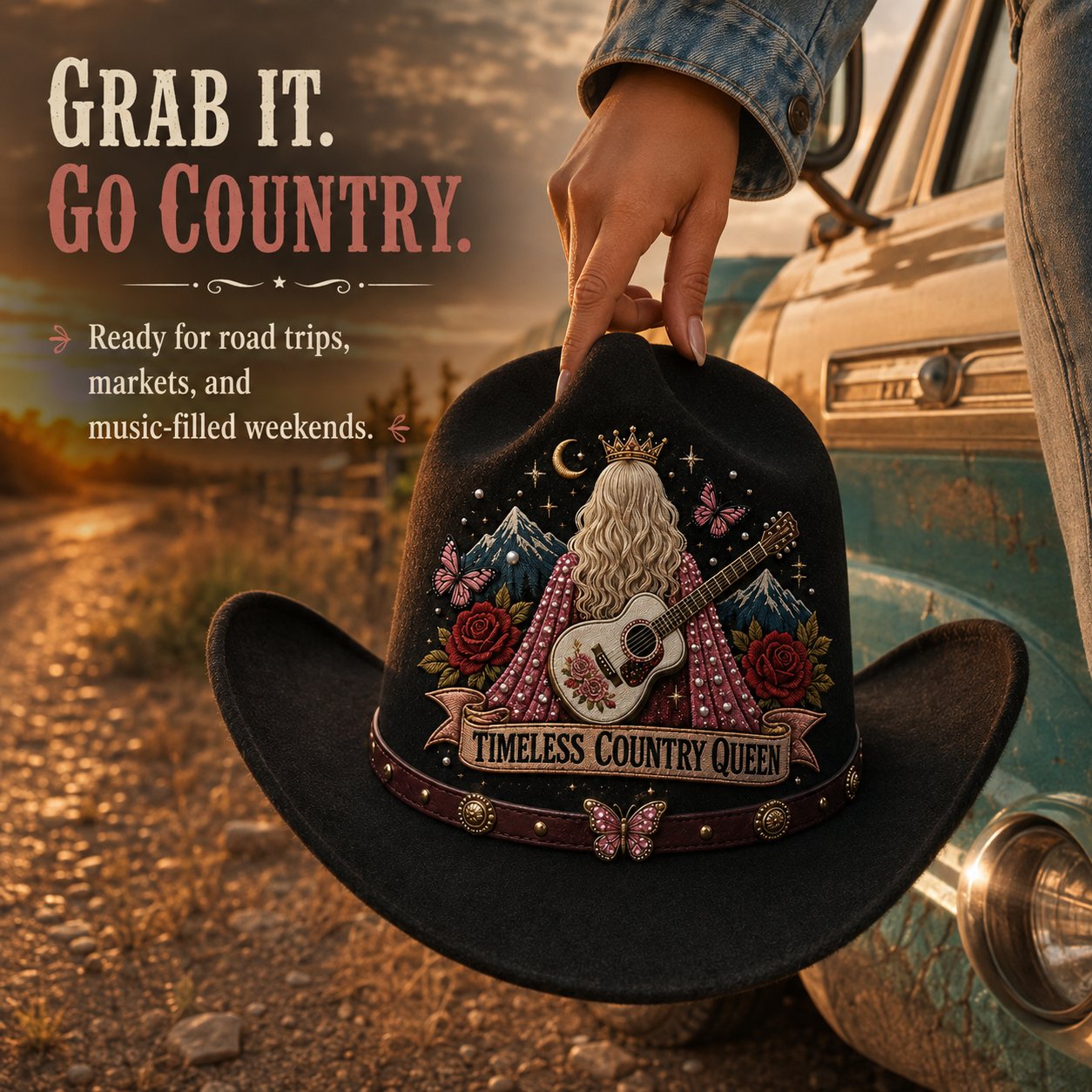 ⏳ Last Day 49% OFF – 🤠 Queen of Country 1946–2026 Tribute Cowboy Hat Collection | Premium