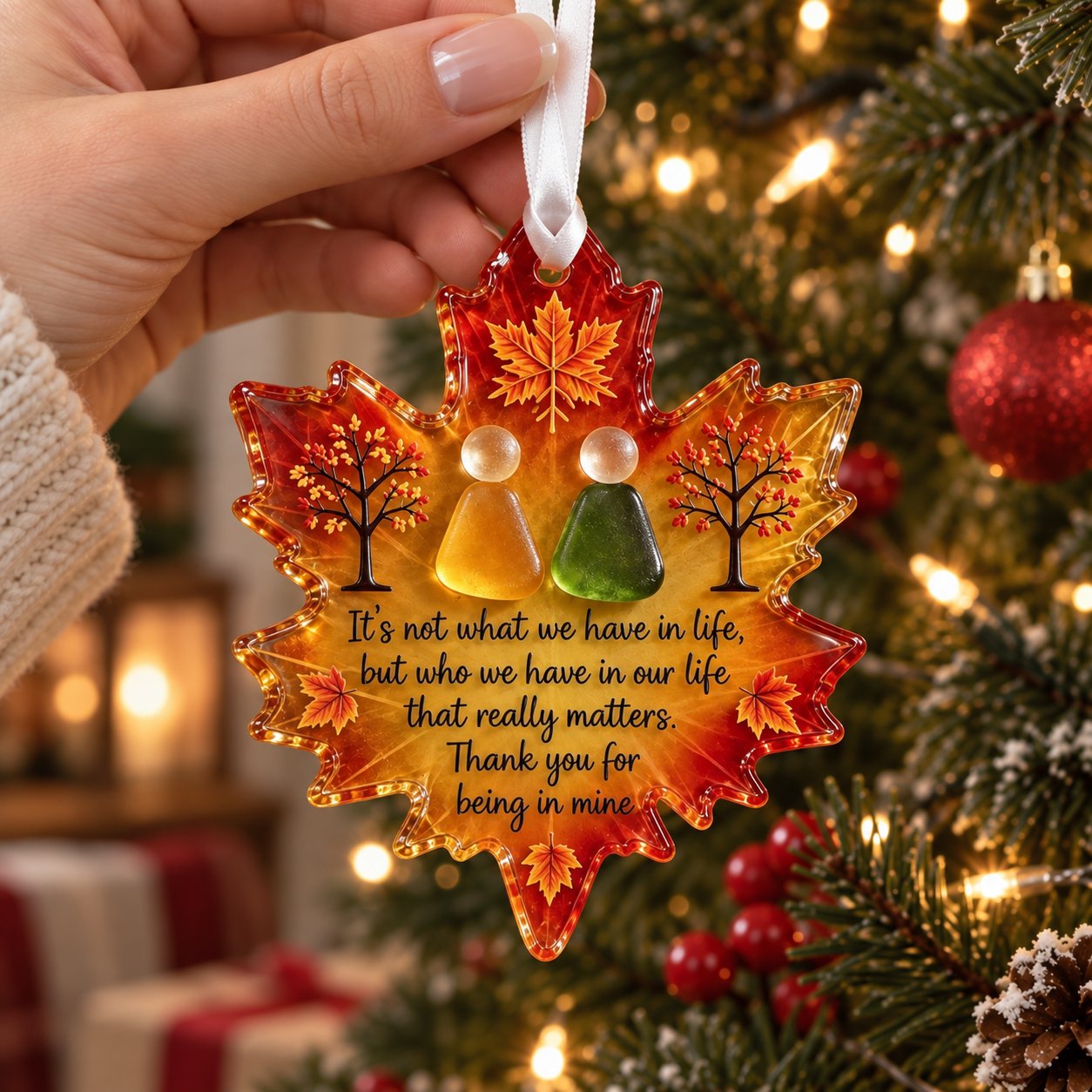 🍁Maple Leaf 🌊Handmade Sea Glass Keepsake Ornament 🍁❄ A Meaningful Gift for Friendship, Family & Love