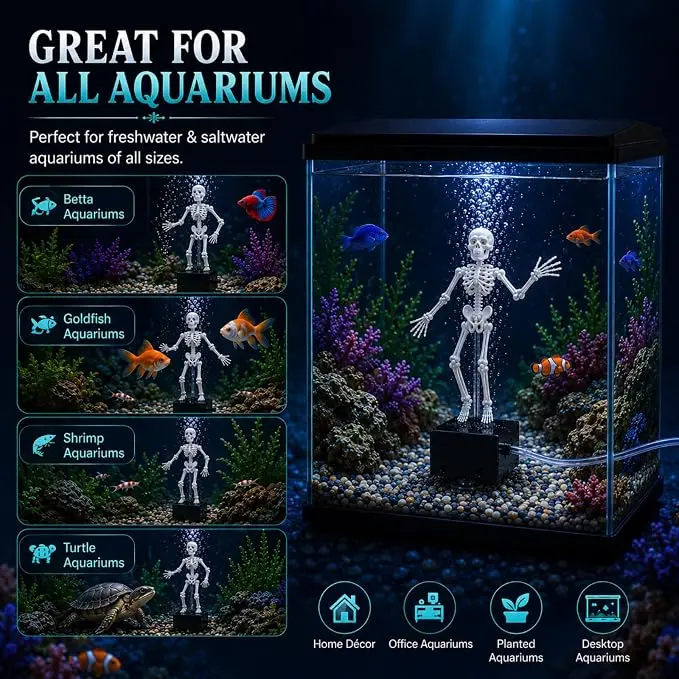 3D Printed Dancing Skeleton Aquarium Bubble Circulator