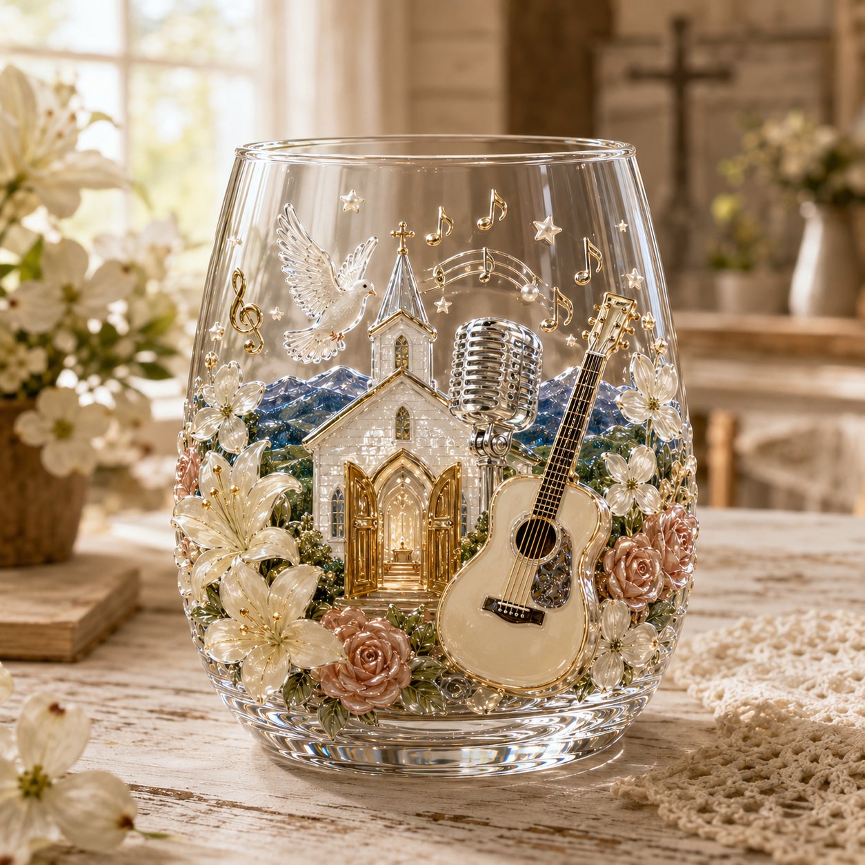 ⛪ Sunday Country Approximately 4 inches / 10 cm tall 🤠 Queen of Country 1946–2026 3D Glass Collection | 8 Dolly-Inspired Country Designs with R