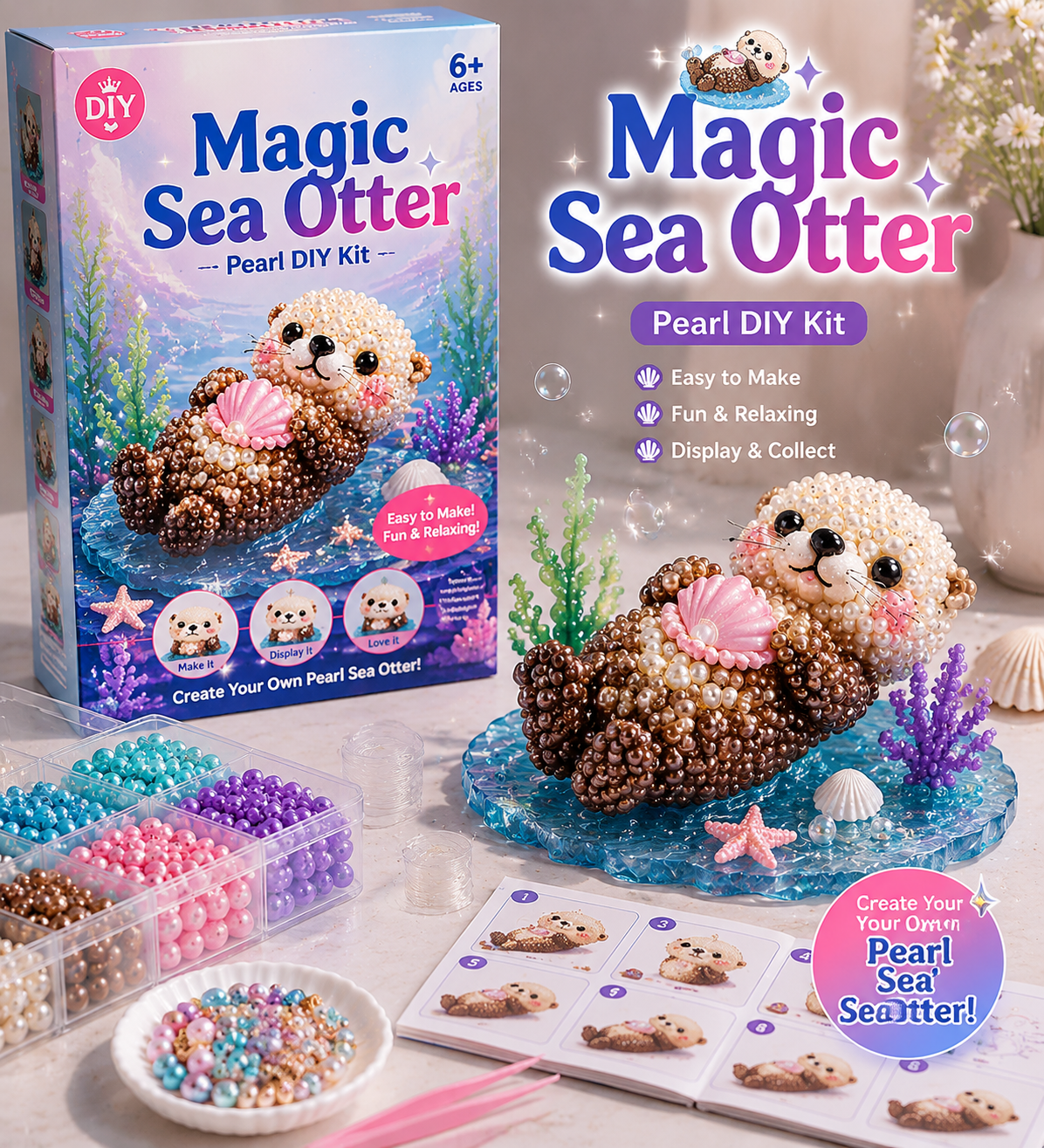 Magic Sea Otter™ 🔥Last Day BUY 3 GET 1 FREE🐚 12 Magical Ocean Friends DIY Kit – Create Your Own Adorable Se