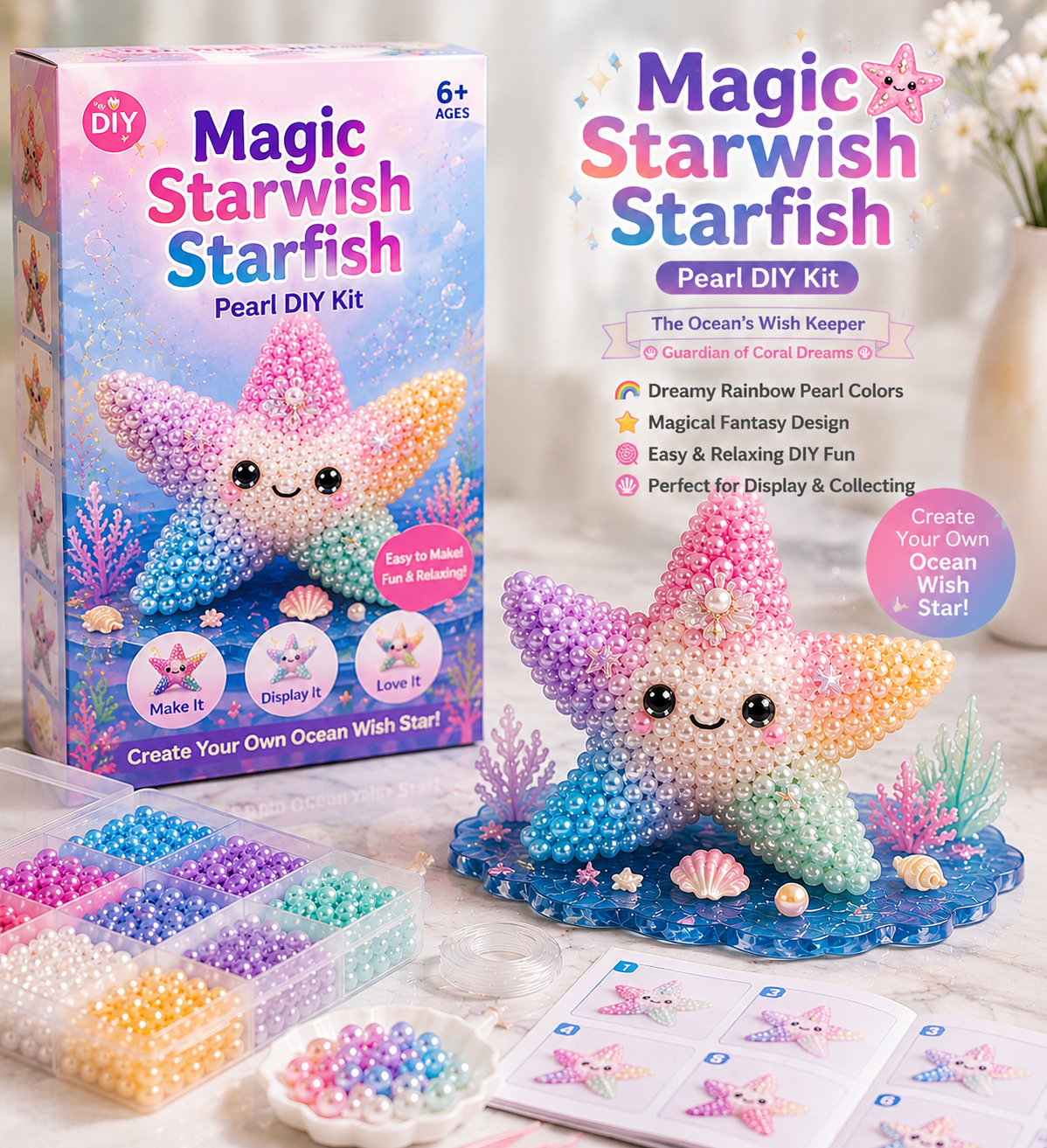 Magic Starwish Starfish™ 🔥Last Day BUY 3 GET 1 FREE🐚 12 Magical Ocean Friends DIY Kit – Create Your Own Adorable Se